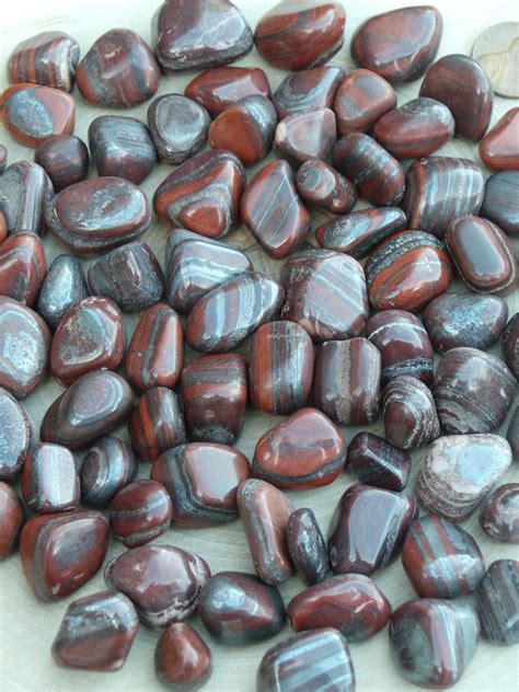 Red Jasper Banded With Hematite Medium Tumbled Stones From India