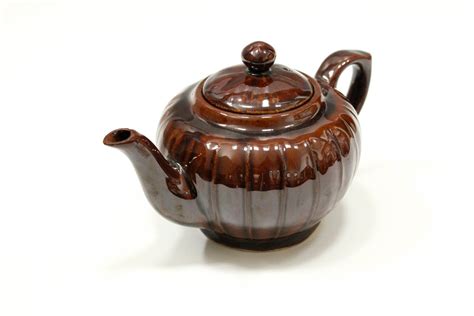 Vintage Ceramic Teapot Brown Ceramic 1950s Rustic