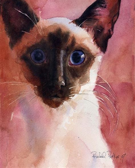 Giclee Print Of Siamese Cat Art Watercolor Painting Chocolate Seal