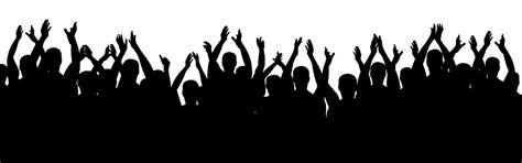 Applause People Cheerful Crowd Cheering Hands Up Silhouette Vector