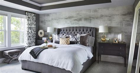 A bedroom usually does not need too many elements of decor. Gray Velvet Tufted Headboard with Black Nightstands ...