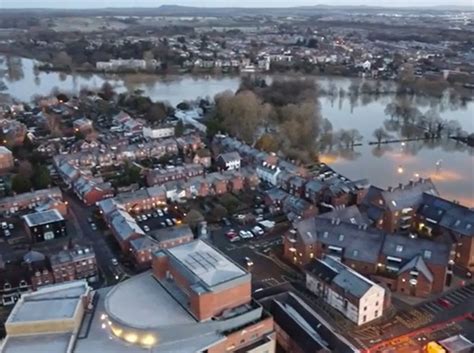Watch Drone Videos Show Shrewsbury Flooding From The Air Shropshire Star