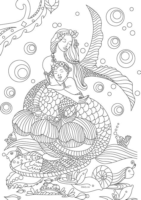 Realistic Mermaid Illustrations Undersea Coloring Sheets Mermaid Pin