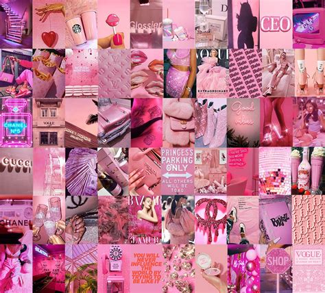 Boujee Pink Wall Collage Kit Pink Collage Kit Pink Aesthetic Etsy