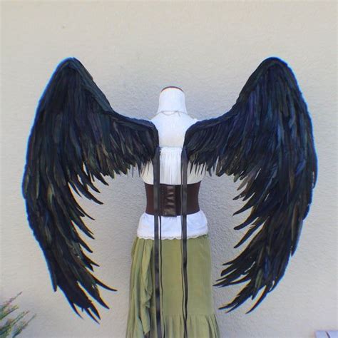 Custom 4x Large Black Iridescent Resting Feather Wings Feather Wings