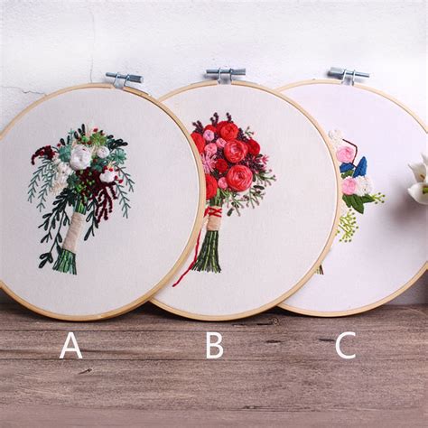 Embroidery Kit Beginnerflowers Pattern Full Kitmodern Etsy