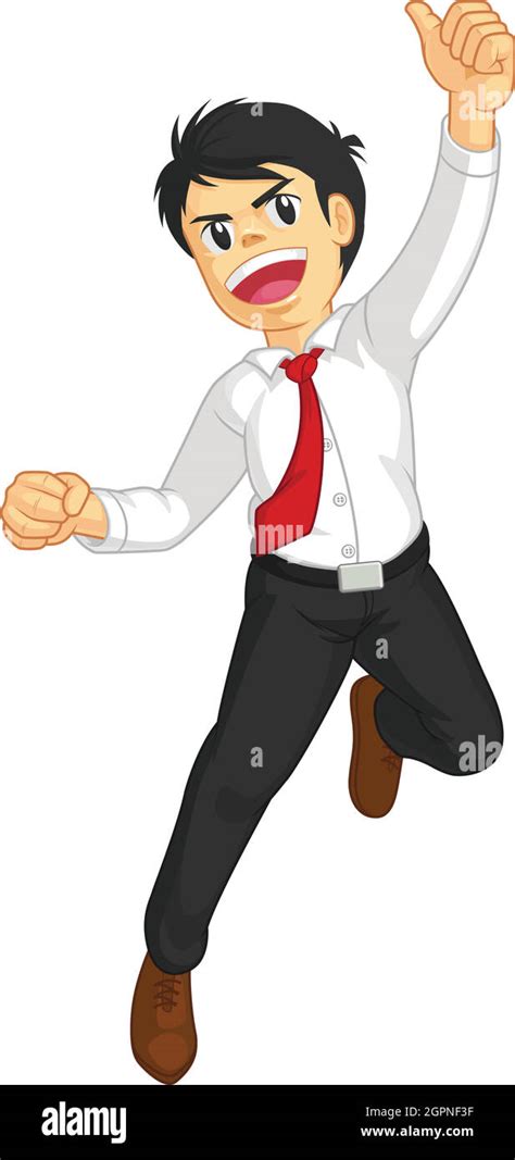 Excited Office Worker Jumping Celebration Cartoon Vector Illustration