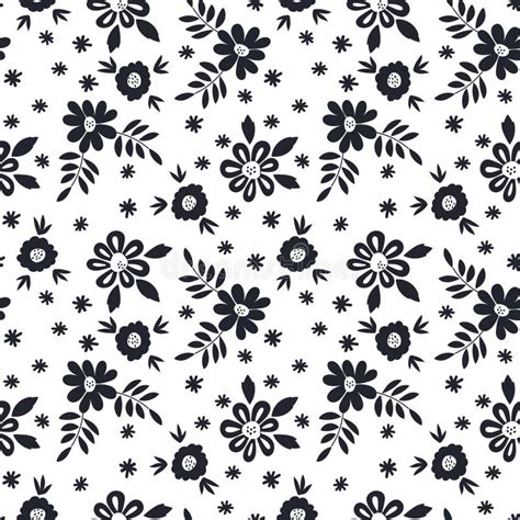Monochrome Floral Seamless Pattern Vector Textures Simple Delicate