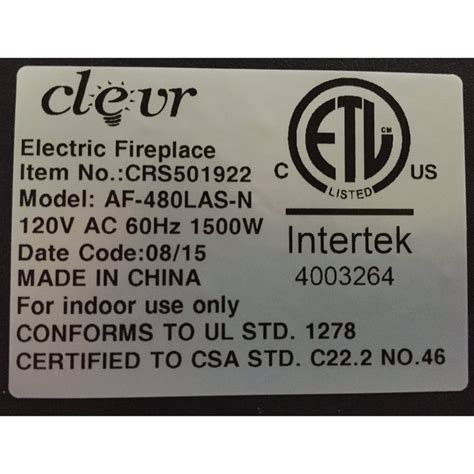 Clevr 750 1500w 48 Heat Adjustable Electric Wall Mount Fireplace