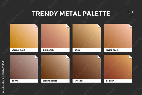 Gold Copper And Bronze Gradient Template Collection Palette Of