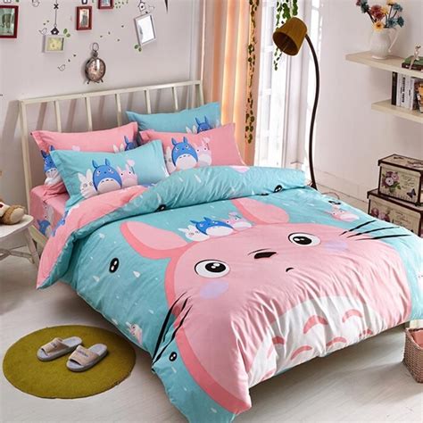 Cute Totoro Anime Bed Sheet Set Ad0192 Kids Bedding Sets Bed Sheet