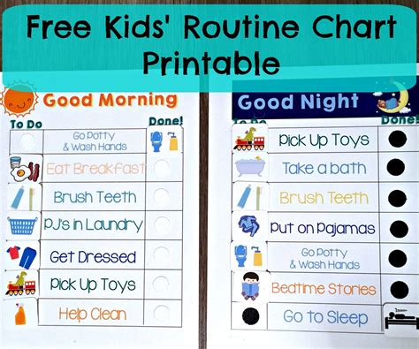 Childrens Routine Charts Free Printable Printable Templates