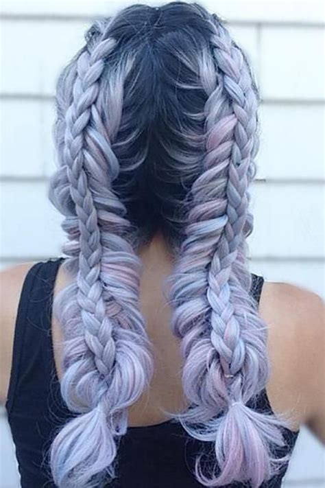 Purple Long Curly Wavy Wigs Hair Styles Festival Hair Braided