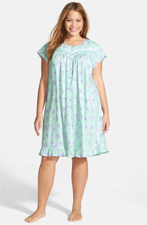 Eileen West Lavender Fields Short Pima Cotton Nightgown Plus Size