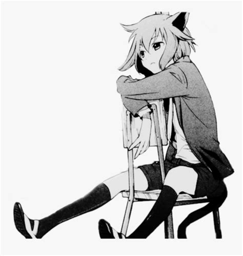 Sad Neko Animegirl Chair Cattail Catears Freetoedit Anime Neko Black