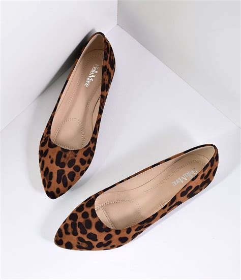 Leopard Print Suede Pointed Toe Flats Leopard Print Shoes Leopard