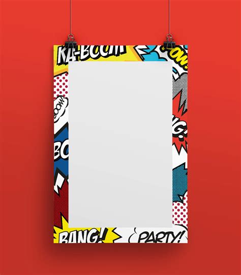 Superhero Theme Photo Booth Instant Download Prop Frame Etsy