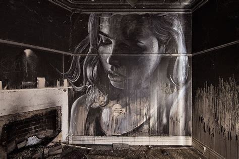 Rones Murals Of Beautiful Women Haunt Wrecked Buildings Abandoned Homes Graffiti Art Best