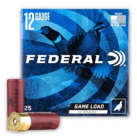 12 Gauge 7 5 Shot Federal Game Load Upland Hi Brass 25 Rounds Ammo