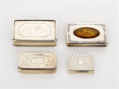 four snuff and pill boxes shapiro auctioneers