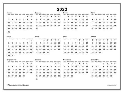 Calendario 2022 Para Imprimir “32ld” Michel Zbinden Sv
