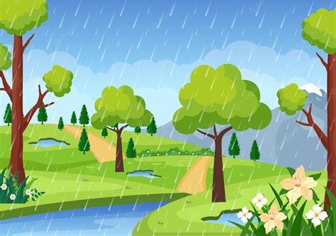 Premium Vector Rain Storm Background Vector Illustration At Rainy