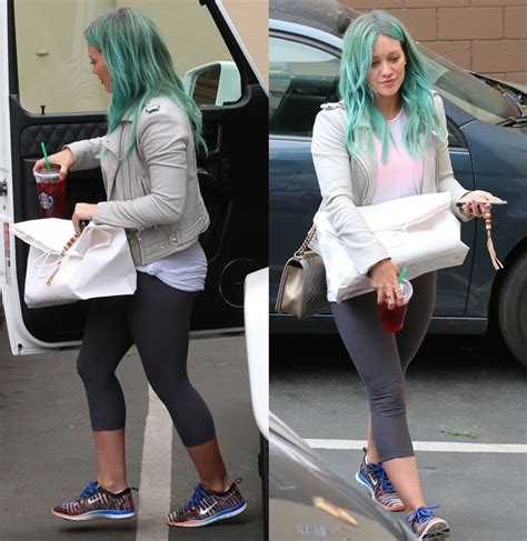 Hilary Duff Debuts New Turquoise Hair Color In Nike Sneakers