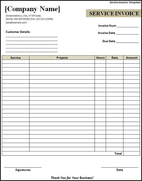 Service Invoice Templates 10 Free Word Excel And Pdf Samples