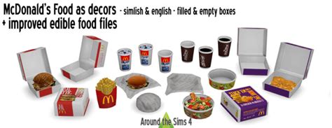 McDonalds Improved Food Files Decorative Versions At Around The Sims Lana CC Finds
