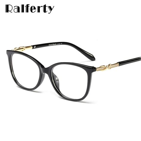 Ralferty 2019 Luxury Crystal Glasses Frames Women Designer Bling Eyeglasses Frame Optical Myopia