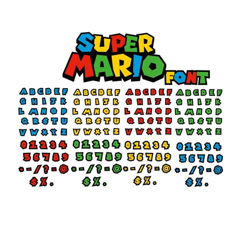 Super Mario Font Svg Mario Bros Alphabet Svg Mario Bros Svg Etsy Canada