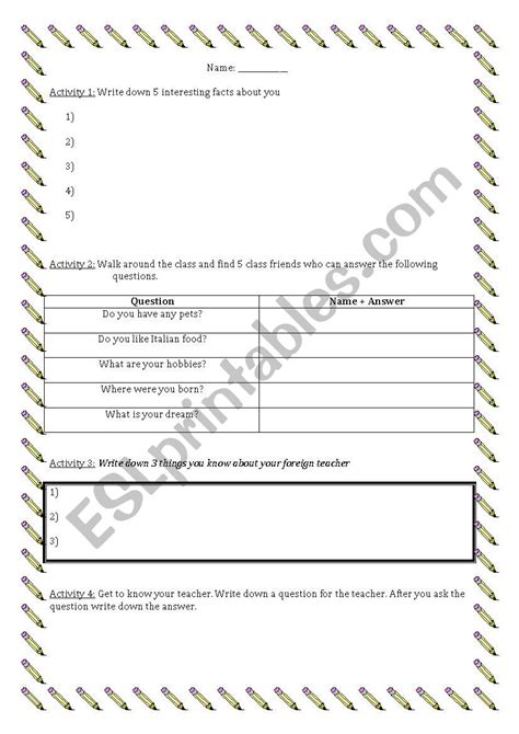 A Fun Work Sheet For Introductions Esl Worksheet By Klouc91