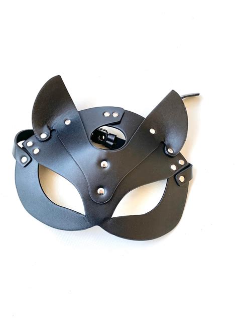 Face Cat Mask Face Mask Leather Cat Mask Bdsm Mask Etsy