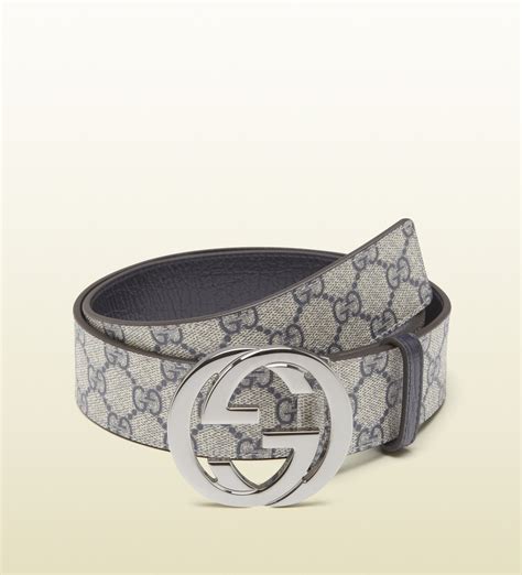 Gucci Gg Plus Belt With Interlocking G Buckle In Gray For Men Lyst