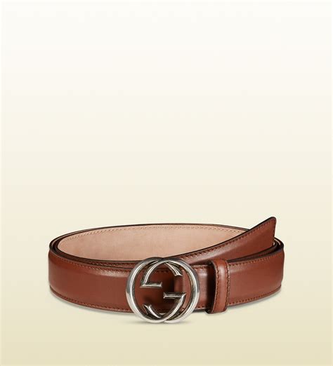 Gucci Leather Belt With Interlocking G Buckle In Brown For