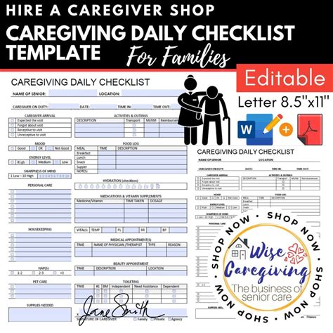 Printable Caregiver Daily Log Sheet
