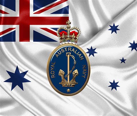 Royal Australian Navy Badge Over R A N Ensign Tapestry For Sale By