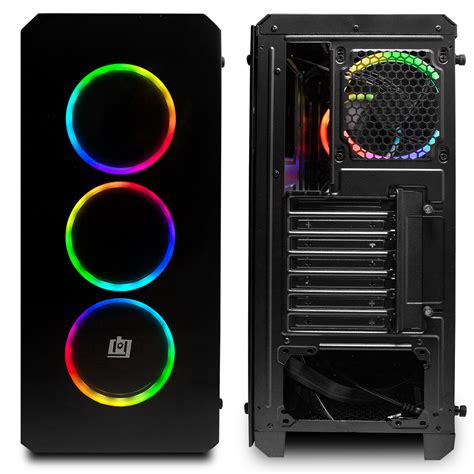 Deco Gear Mid Tower Pc Gaming Computer Case Full Tempered Glass Led