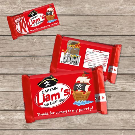 Digital Pirate Candy Bar Label Pirate Ship Wrapper Boy Party Etsy