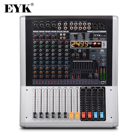 Eyk Ec80p 8 Channels 4 Mono2 Stereo Powerd Audio Mixer 600w X 2 With 9