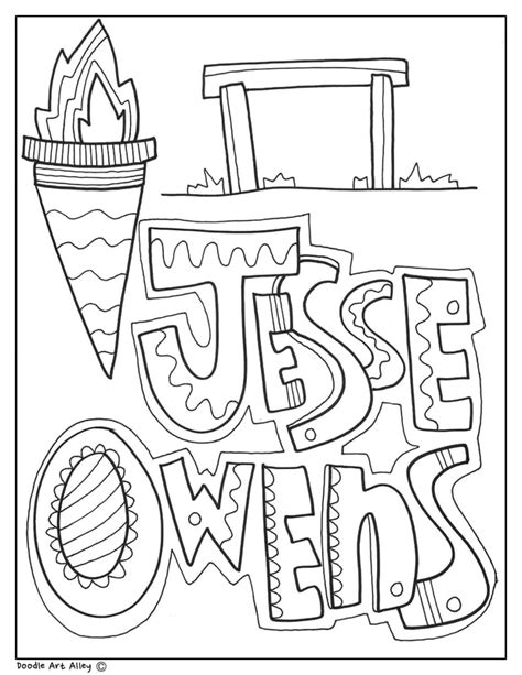 Jesse Owens Coloring Pages Classroom Doodles