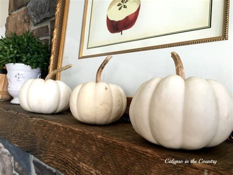 Fall Mantel With Apples And White Pumpkins Calypso In The Country