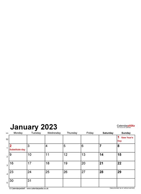 Blank Word Calendar 2023 2023
