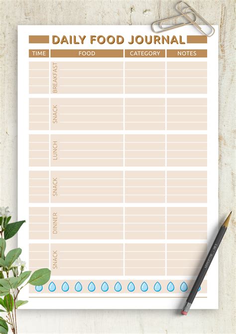 Plan your dishes ahead of time with canva's meal planner templates you can customize with photos and icons of your choosing. Download Printable Daily food journal PDF