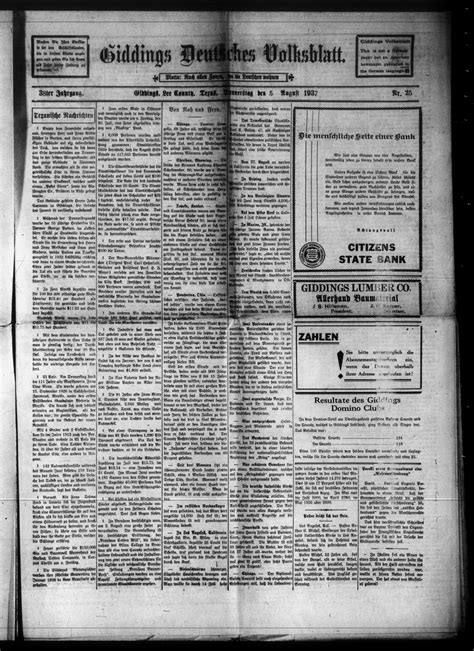 Giddings Deutsches Volksblatt. (Giddings, Tex.), Vol. 38, No. 25, Ed. 1