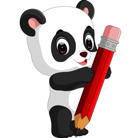 Looking for great deals on dessin anime? Dessin Animé Mignon Panda Tenant Un Crayon | Vecteur Premium