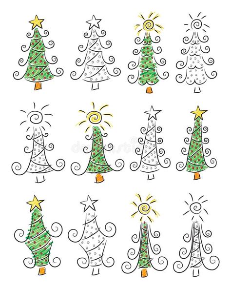 Doodle Christmas Trees Stock Vector Image Of Decorations 34364678