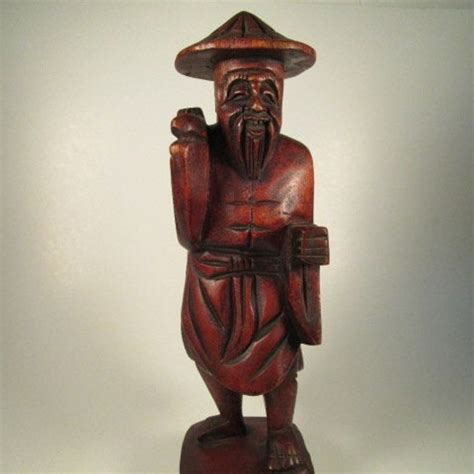 Chinese Old Man Figurine Hand Carved Wood Sculpture Wood Etsy