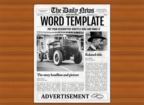 Vintage Word Newspaper Template Graphic By Newspaper Templates