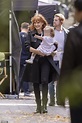 Jessica Chastain cradles her baby daughter as she takes a break from ...